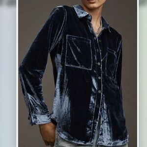 NWT - Pilcro Hadley Relaxed Button-down Velvet Edition